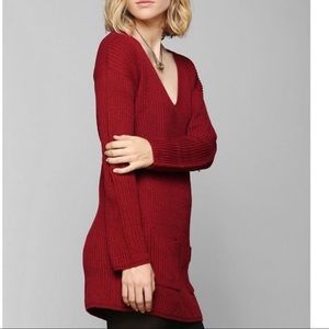 UO Pins and Needles Dark Red Sweater